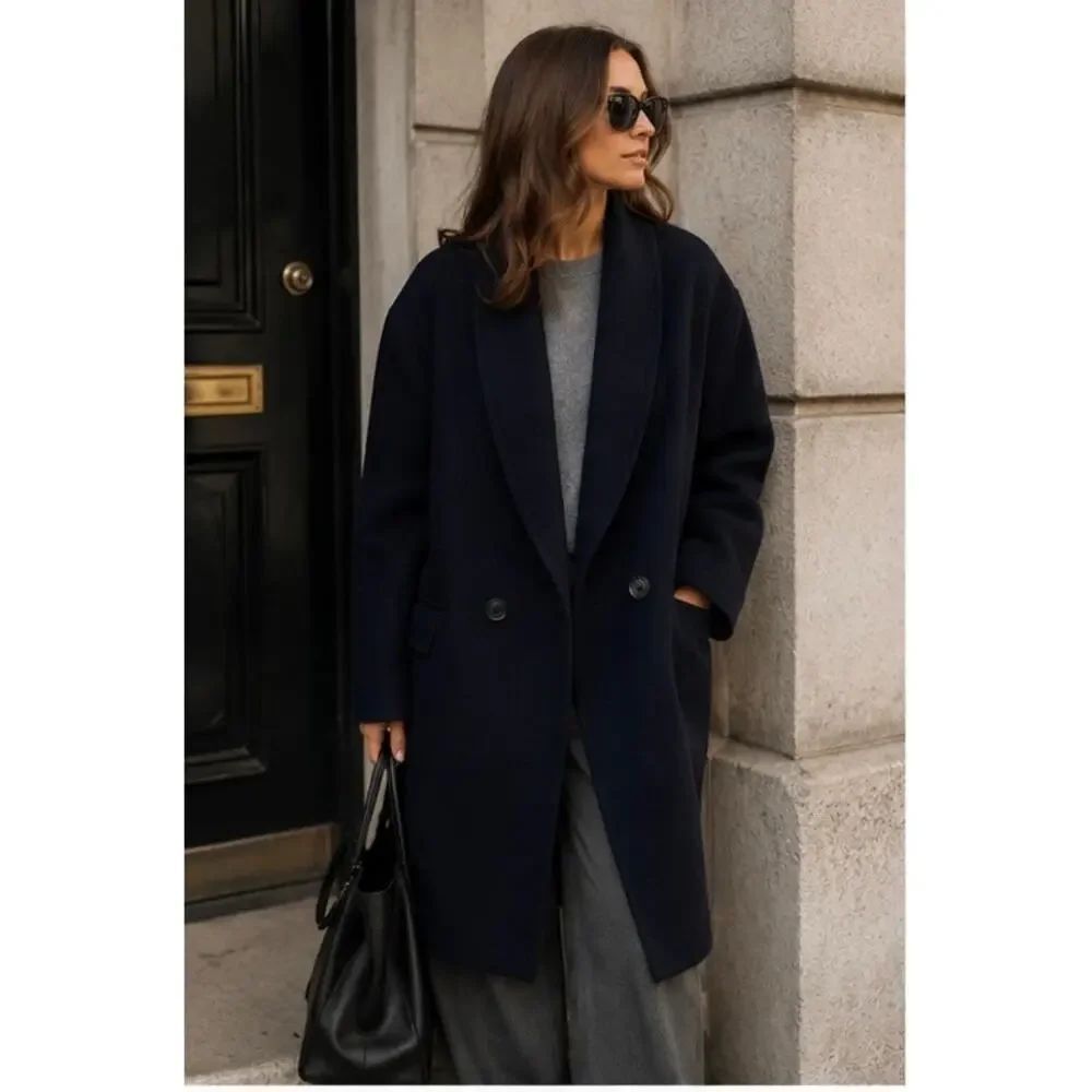 NWT DSQUARED2 Drop Shoulder Coat Midnight Blue Wool Blend coat US 4
